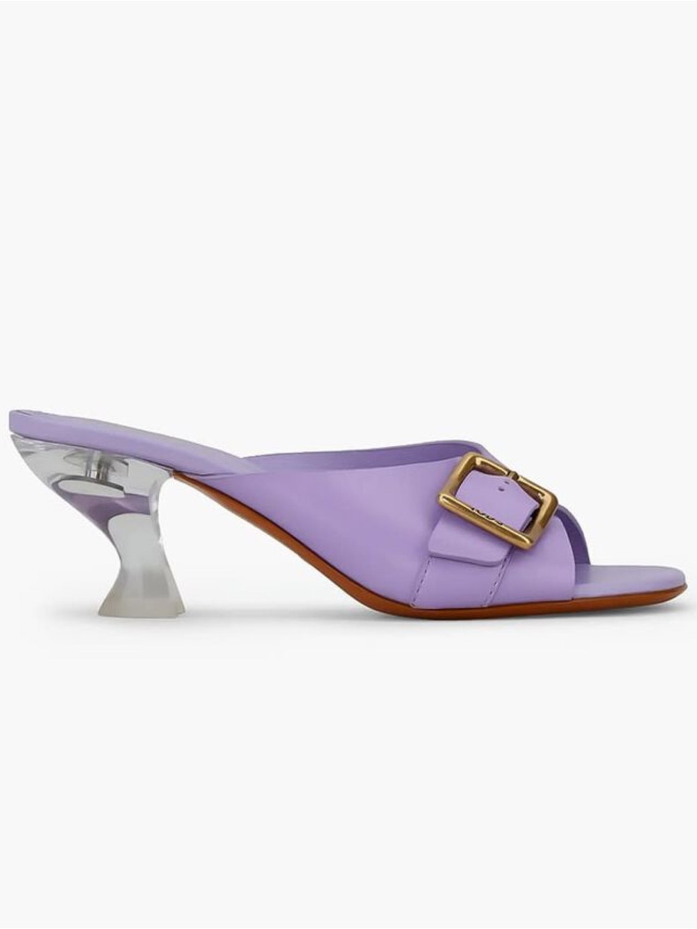 TOD’S Lavender Leather Mule Sandals with Sculptural Plexi Heel - Picture 5 of 15